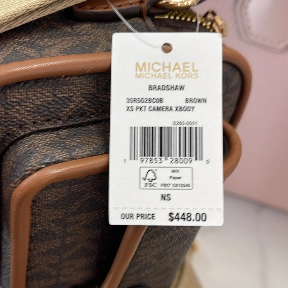 Michael Kors Bradshaw Extra-Small Metallic Signature Logo Camera Crossbody Bag